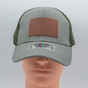 Highland Tactical Premium Mesh Mütze/Kappe oliv mit braunem Leder US Flagge-Bäume Patch - Bild 1 von 6
