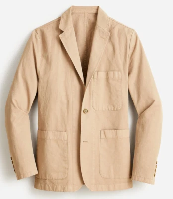 NWT $178 J Crew Garment Dyed Cotton-Linen Chino Suit Jacket in Khaki Tan 36 - Image 1 of 2