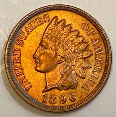 1896 Indian Head Cent- Unc./BU Red or RB - Image 1 of 2