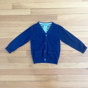 Jacadi French Wool Cotton Navy Blue Button Up Knit Sweater Boys 4 - Picture 1 of 8