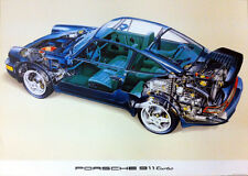 Porsche 911 Turbo Cutaway Classic Showroom Car Poster Prints Picture A1 & A3