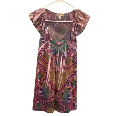 Camiseta sin mangas vintage One World para mujer talla M manga con volantes rosa púrpura hada Y2K Foto 1 de 4