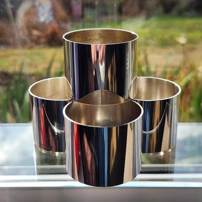 Danish Silver Napkin Holders Set of 4 Minimalist Scandinavian Modern Denmark - Image 1 of 4
