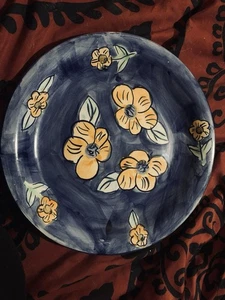 "Plato de flores azul y amarillo SP 10"" - Imagen 1 de 2