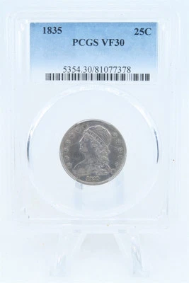 1835-P PCGS VF30 Capped Bust Quarter Business Strike 25C - Image 1 of 2