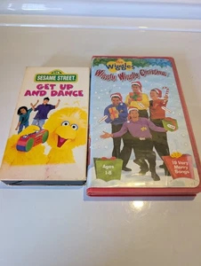 VHS Sesame Street "Get Up And Dance" and The Wiggles "Wiggly Wiggly Christmas" - Picture 1 of 3