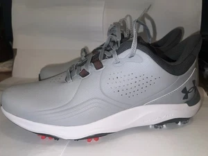 New! Mens US 9.5 UNDER ARMOUR UA DRIVE PRO GOLF SPIKE/SHOES 3026918-102 GRAY - Picture 1 of 10