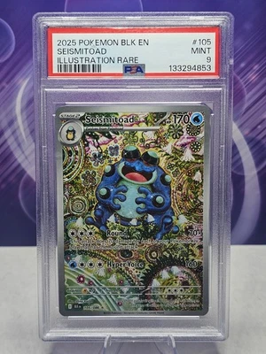PSA 9 Mint Pokemon Black Bolt Seismitoad 105/086 Illustration Rare #105 - Image 1 of 2