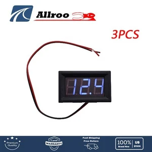 Blue LED 3× DC 4.5-30V 3Digital Display Voltage Meter Voltmeter Panel Motorcycle - Picture 1 of 7