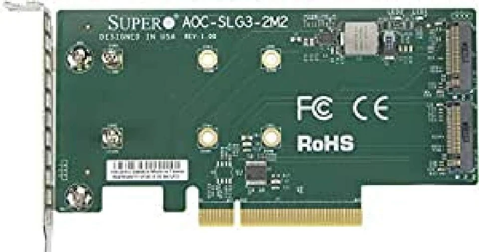 Supermicro низкий профиль, двойной NVMe M.2 SSD PCI-E дополнительная карта (aoc-slg3-2m2-o) - Изображение 1 из 1