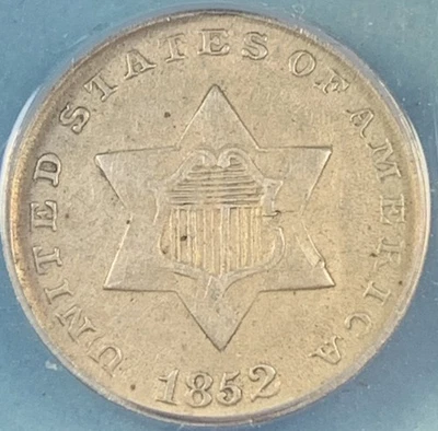 1852 Silver Three Cent, ANACS EF45 Details, Sharp Appearance, Small Shield Nick - Image 1 of 4
