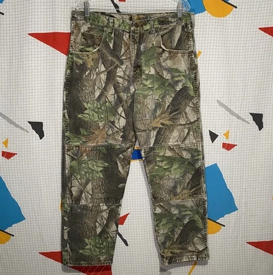 Vintage Wrangler Realtree Camo Jeans Double Knee 35x29 Pants Hunting Grunge 90s - Image 1 of 4