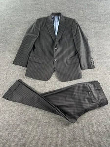 J Hilburn Suit 41 S Gray Wool Striped Vitale Barberis Canonico Italy Pants 36x26 - Picture 1 of 23