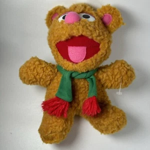 Jim Henson Muppets Plush Baby Fozzie Bear 1987 8" Vintage Brown Scarf Red Green - Picture 1 of 10