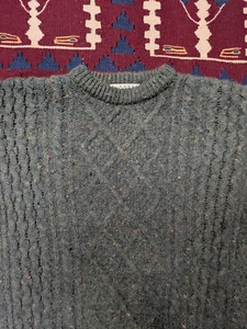 VTG Blarney Woolen Mills Cable Knit Sweater, M, Green, Chunky Fishermen Sweater - Picture 1 of 5