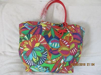 TRINA TURK 全新带标签 BRITE 多色花卉定制印花帆布海滩托特包 — 第 1/4 张图片