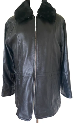Pelle Studio Wilsons Leather Jacket Womens Medium Faux Fur Collar Zip Thinsulate - Image 1 of 4