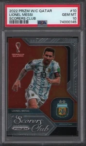 2022 Prizm Qatar #10 Scorers Club Lionel Messi PSA 10 - Picture 1 of 1