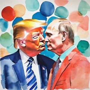 Single Piece! Best Friends Tribute to Trump vs. Putin 60x60 5cm Pop Art/Canvas - Picture 1 of 2