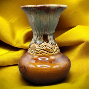 Vtg JK Dryden Original Pottery Brown Green Mottled Vase Signed Ozark Territory - Picture 1 of 5