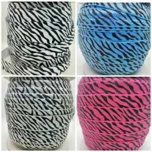 Zebra Stripe Design Foe Fold Over Elastic Multi Ribbon Headbands Crafts Sew 16MM - Picture 1 of 13