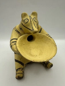 Vintage Pottery Bear With Bowl Clay Vase Oil Lamp Incense - Picture 1 of 12