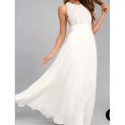 LULUS SZ M Forever and Always White Lace Maxi Bridal Party Formal Dress NEW Tags