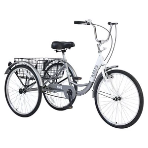 Adult Tricycle Trikes,3-Wheel Bikes,24 Inch Wheels with Large Shopping Basket - Picture 1 of 7