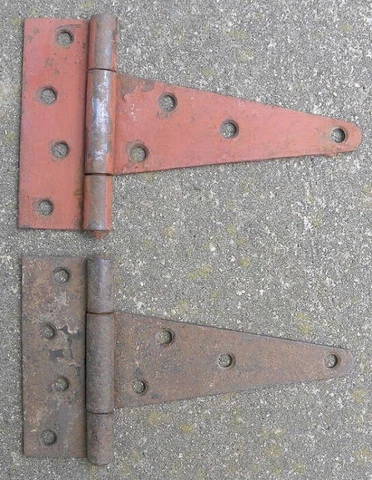 2 Vintage Old Barn, Shed, Cabin Door Old Red Paint 6 1/2" T- Hinges Cover