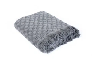 Kasentex Cozy Soft 100% Cotton Stone-Washed All Season Gray Throw Blanket  - Picture 1 of 9