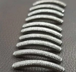 Cuentas de tubo de diamante pavimentadas de plata 925 cuentas de túnel largas para pulsera hallazgo de joyas - Imagen 1 de 12