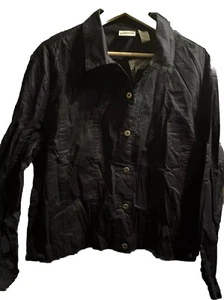 CHICOS 3 XL NWT Shirt Womens Button Up Jacket Collared Vintage Black 🧡 - Picture 1 of 12