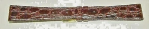 Correa cónica firmada de grano de cocodrilo marrón Accutron con hebilla de amarillo - Imagen 1 de 2