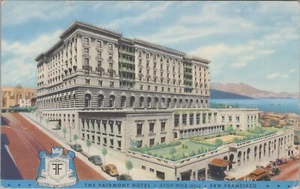 Fairmont Hotel Nob Hill San Francisco California birds eye view postcard F308 - Picture 1 of 2