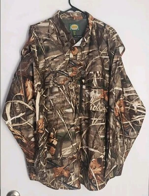 Cabelas Outdoor Hunting 2XL Advantage Max-4 HD Camo Waterfowl Vented Shirt - Image 1 of 4