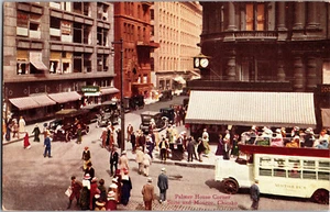 Vtg Postcard Illinois Chicago Palmer House State and Monroe 1920's Street Scene - Picture 1 of 2
