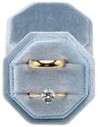 Premium Velvet Ring Box for Proposal Engagement Wedding Light Ocean Blue