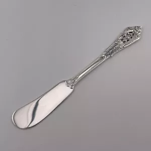 Rose Point by Wallace Flat Handle Butter Spreader 5 1/2. Wallace Sterling Knife - Picture 1 of 9
