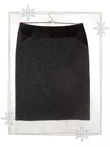 B -Jupe Droite Habillée Noir Velours Bi Matière Un Jour Ailleurs Taille 40 - Imagen 1 de 6