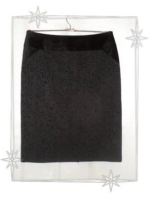 B -Jupe Droite Habillée Noir Velours Bi Matière Un Jour Ailleurs Taille 40 - Photo 1/4