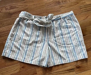 NWT Ana Women’s Size 3X Linen Blend Striped Plus shorts - Picture 1 of 7