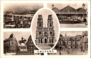 Vintage Orléans France Multi-View Postcard with Cathedral & Statue 1957 - Bild 1 von 2