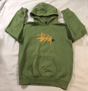 Stussi Hoodie Erwachsene klein grün orange Logo Taschen - Bild 1 von 12