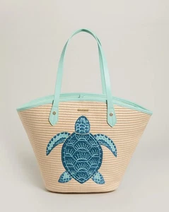 Spartina 449 große Meeresschildkröte Stroh Strandtasche/Beuteltasche Daufuskie Island, SC, Neu mit Etikett - Bild 1 von 16