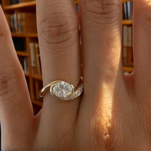 18k Yellow Gold Oval Cut Diamond Engagement Ring 1.70 Ct IGI Lab Created - Picture 1 of 14