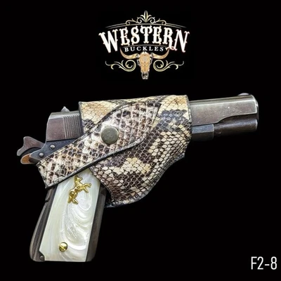 Colt 1911 Synthetic Snake Skin Belt Holster Charro Gun Pouch Made In Mexico - Image 1 of 4