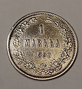 Finland  * 1 markkaa *  1890 * Silver  * condition 1+ * - Picture 1 of 2