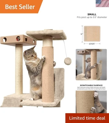 Alfombra rascadora para gatos interior de larga duración - se adapta a postes de 3,5", lavable a máquina, crema Foto 1 de 4