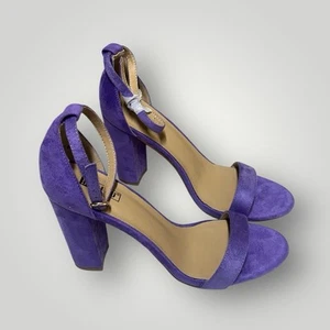 Idifu Womens IN4 Cookie Hi Size 9 Suede Chunky Round Open Toe Heels Purple NEW - Picture 1 of 4