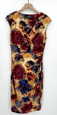 Vestido Ralph Lauren Para Mujer 8 Amarillo Azul Floral Vaina Fiesta Formal Clásico Foto 1 de 4